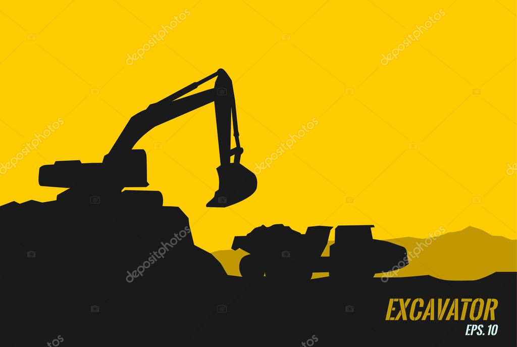 Excavator logo template vector. Heavy equipment logo vector for construction company. Creative excavator illustration for logo template.