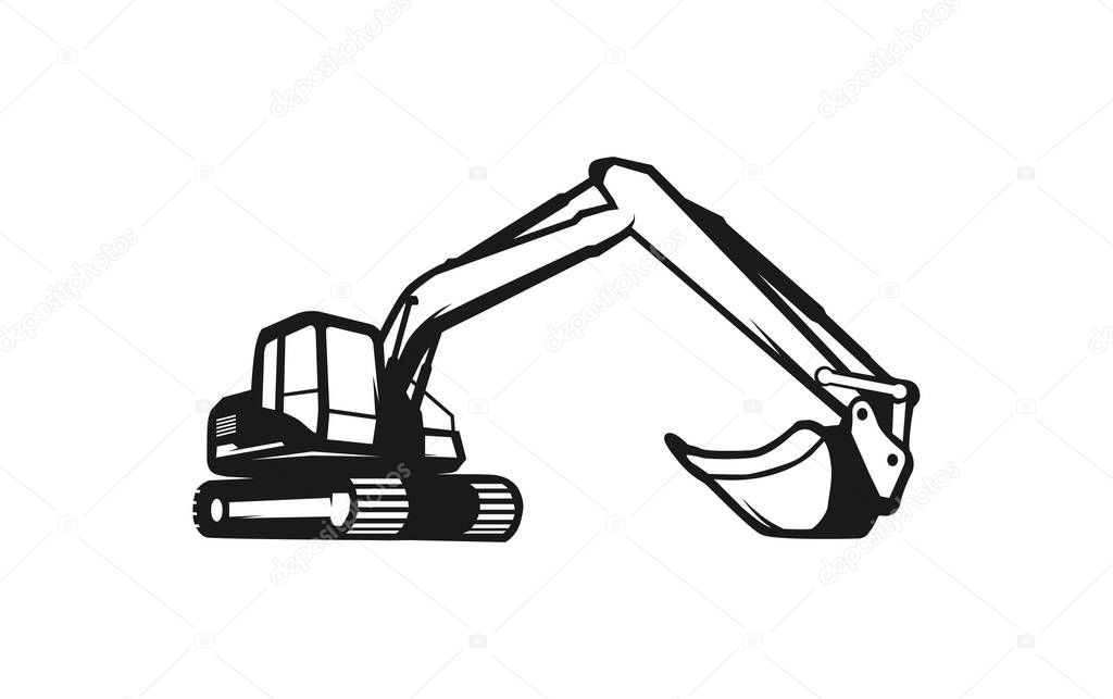 Excavator logo template vector. Heavy equipment logo vector for construction company. Creative excavator illustration for logo template.