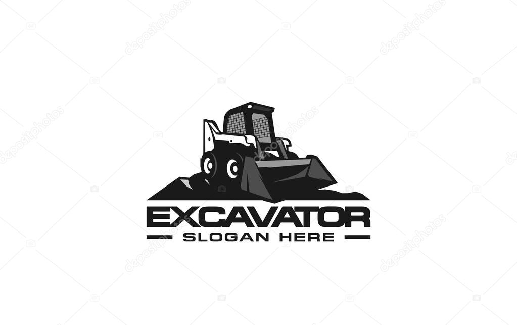 Excavator logo template vector. Heavy equipment logo vector for construction company. Creative excavator illustration for logo template.