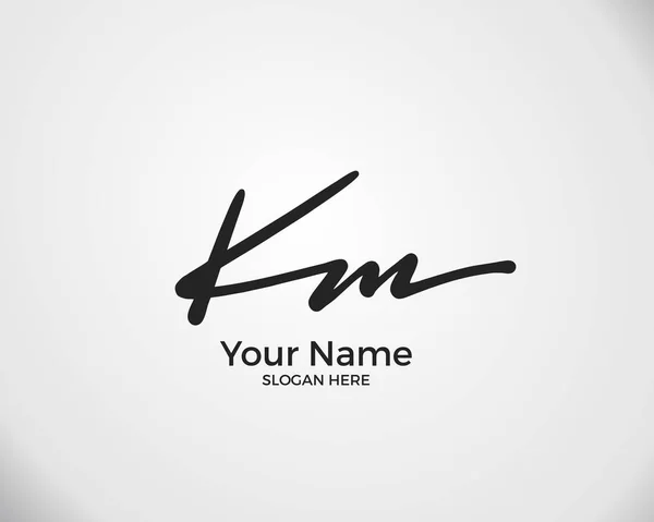 K M KM initial logo signature vector. Handwriting concept logo.