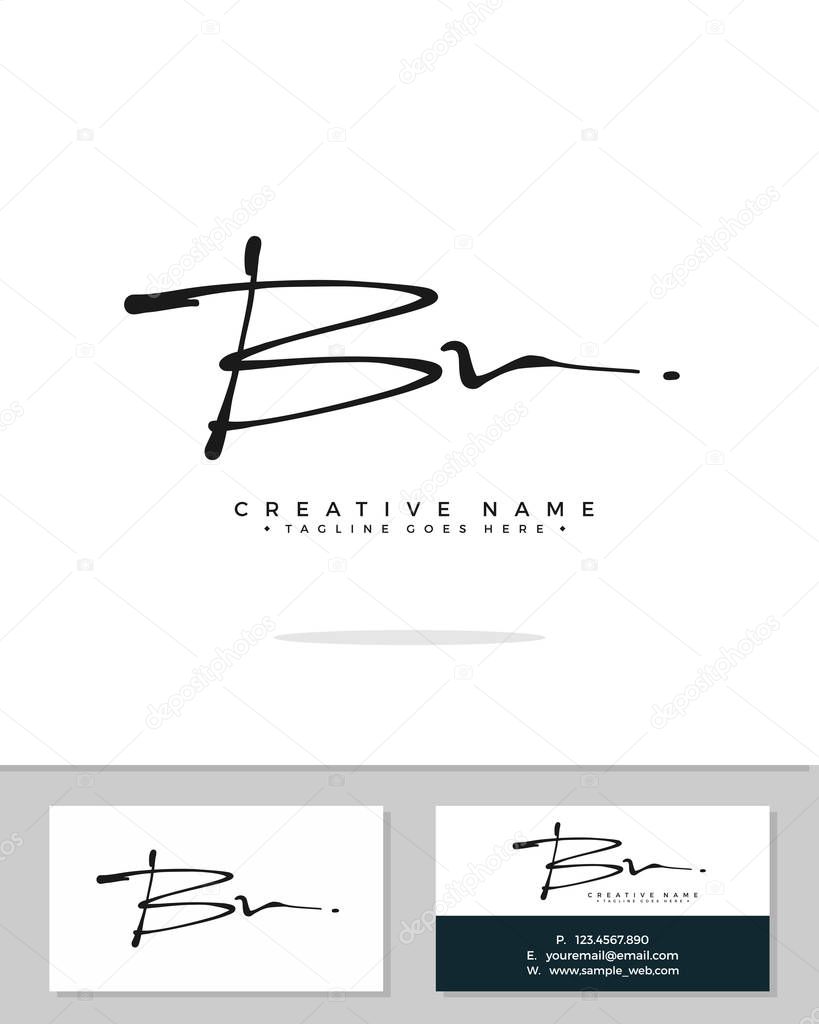 B N BN initial logo signature vector. Handwriting concept logo.