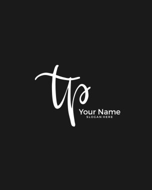 T P Tp ilk logo imza vektörü. El yazısı kavramı logosu.