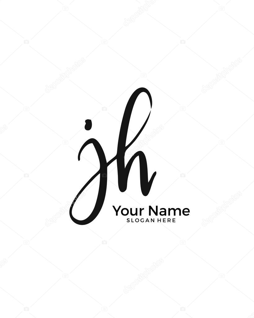 J H JH initial logo signature vector. Handwriting concept logo.