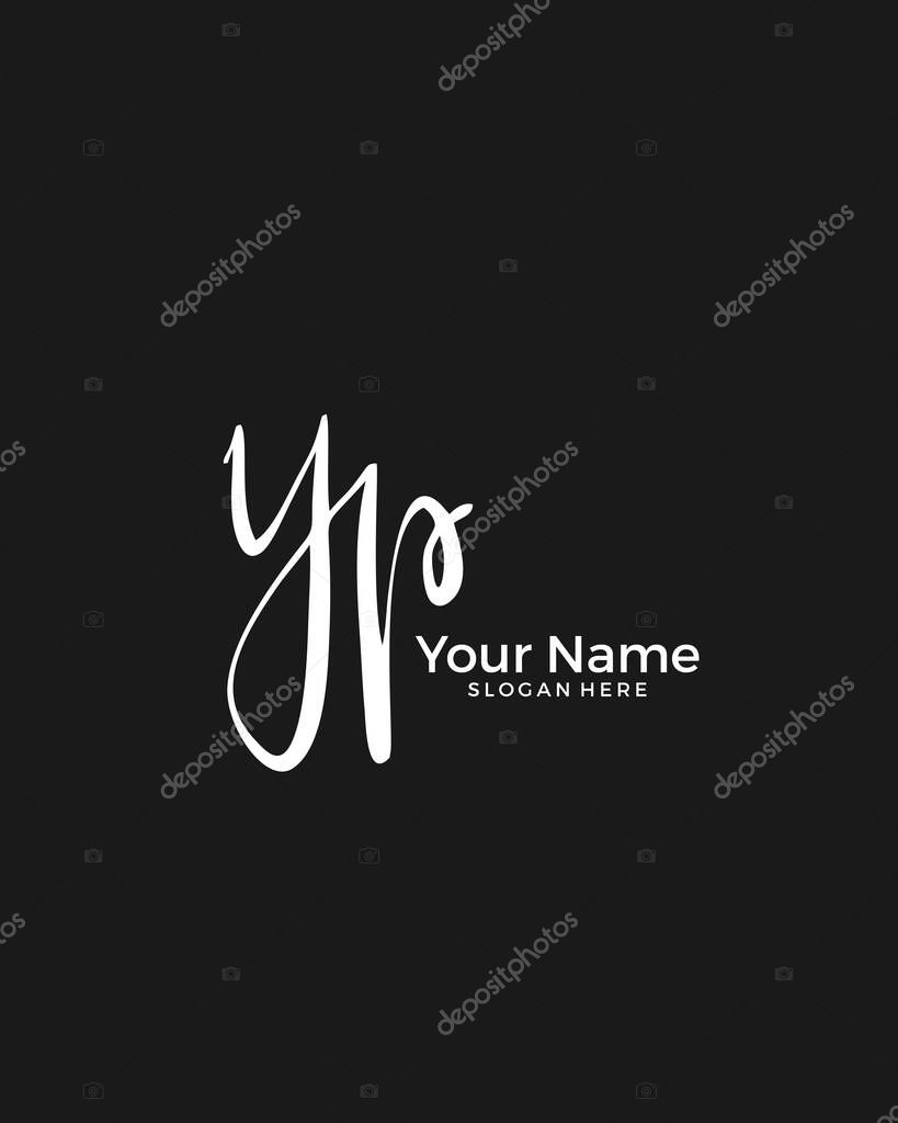 Y P YP initial logo signature vector. Handwriting concept logo.