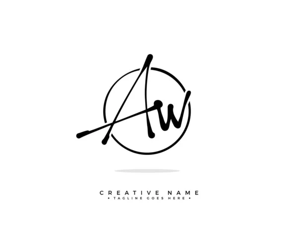 W Aw ilk logo işareti vektörü. El yazısı kavramı logosu.
