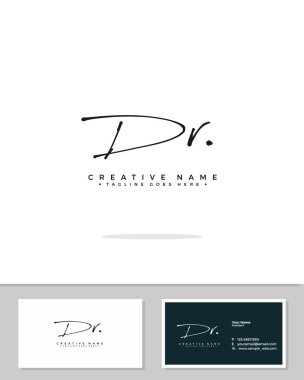 D R DR initial logo signature vector. Handwriting concept logo.