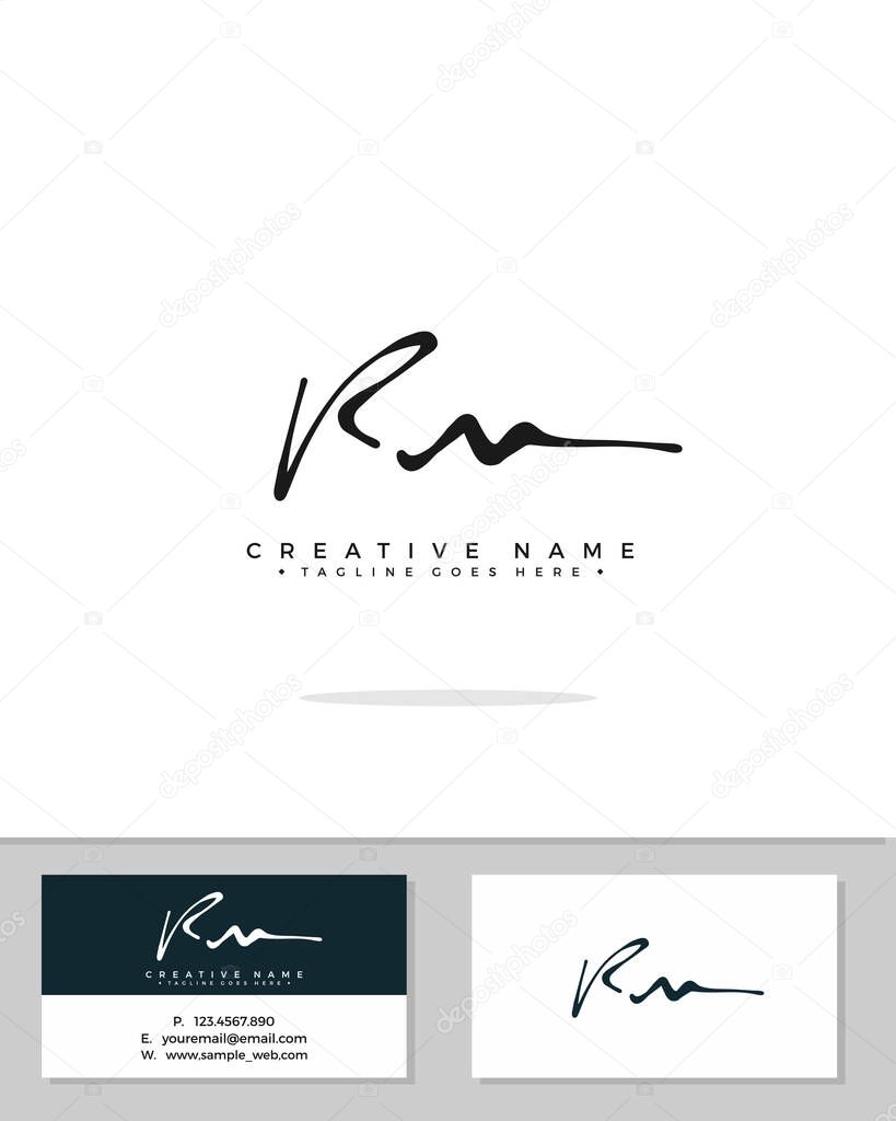 R M RM initial logo signature vector. Handwriting concept logo.