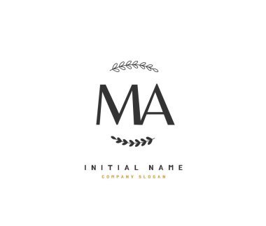 M A Ma Beauty vektör ilk logosu, ilk imzadan oluşan el yazısı logosu, düğün, moda, mücevher, butik, çiçek ve botanik, herhangi bir şirket veya işletme için yaratıcı şablona sahip..