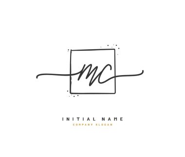 M C MC Beauty vector initial logo, handwriting logo of initial signature, wedding, fashion, jewerly, boutique, floral and botanical with creative template for any company or business. clipart