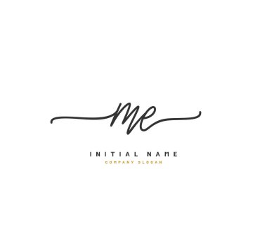M E Me Beauty vektör ilk logosu, ilk imzadan oluşan el yazısı logosu, düğün, moda, mücevher, butik, çiçek ve botanik, herhangi bir şirket veya işletme için yaratıcı şablona sahip..
