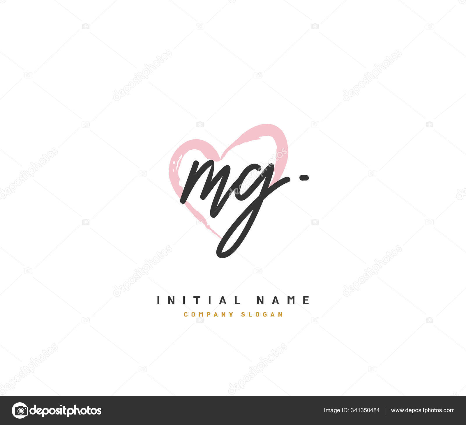 MG monogram logo.Typographic signature icon.Decorative swirl lowercase  letter m and letter g.Lettering sign isolated on dark fund.Wedding,  fashion, beauty alphabet initials.Elegant, luxury style. Stock Vector