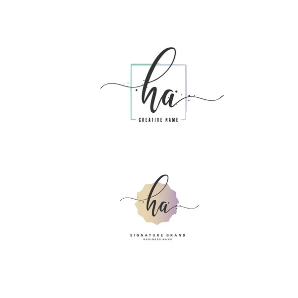 H A HA Lettre initiale manuscrite et logo de signature. Un concept écriture logo initial avec élément modèle. — Image vectorielle