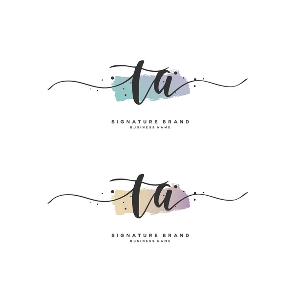 T A TA Initial letter handwriting and signature logo. A concept handwriting initial logo with template element. — Stock Vector