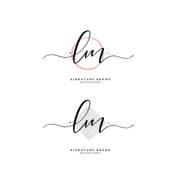L M LM Initial letter handwriting and signature logo. A concept handwriting initial logo with template element.