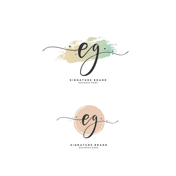 E G EG Initial letter handwriting and signature logo. A concept handwriting initial logo with template element. — 图库矢量图片