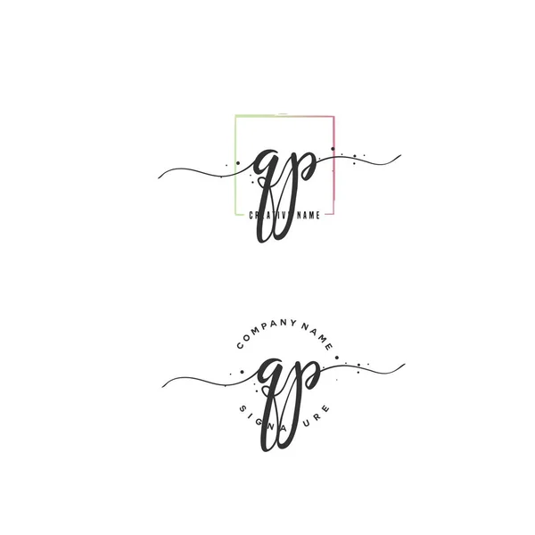 Q P QP Initial letter handwriting and signature logo. A concept handwriting initial logo with template element. — 图库矢量图片