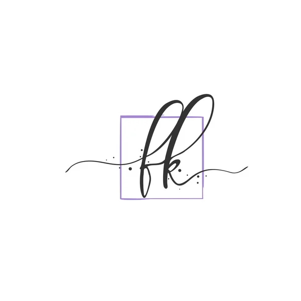 F K FK Ecriture manuscrite initiale et logo de signature. Un concept écriture logo initial avec élément modèle . — Image vectorielle