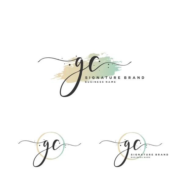 G C GC Cartas iniciales manuscritas y logotipo de firma. Un concepto de escritura a mano logotipo inicial con elemento de plantilla . — Archivo Imágenes Vectoriales