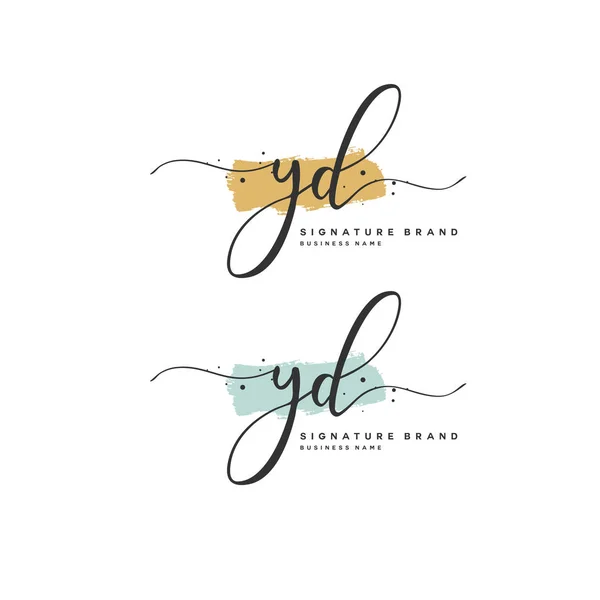 Y D YD Initial letter handwriting and signature logo. A concept handwriting initial logo with template element. — Stock vektor