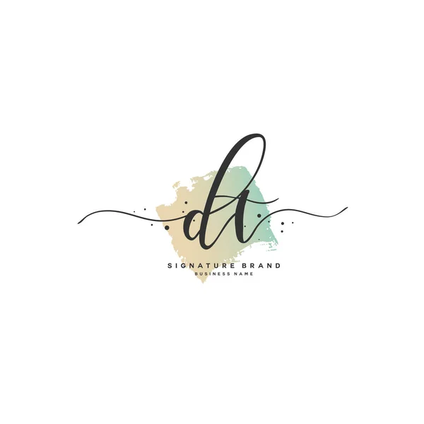 D T DT Inicial letra letra y firma logotipo. Un concepto de escritura a mano logotipo inicial con elemento de plantilla . — Vector de stock