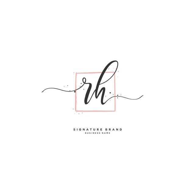 R H RH Initial letter handwriting and signature logo. A concept handwriting initial logo with template element. — 스톡 벡터