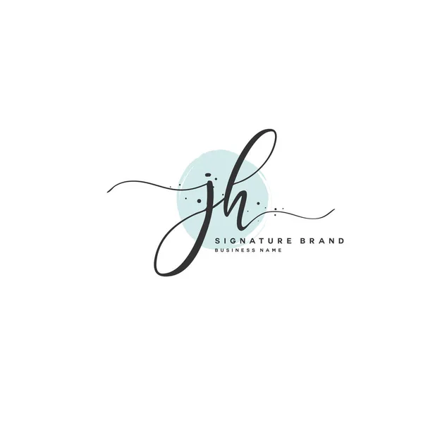 J H JH Initial letter handwriting and signature logo. A concept handwriting initial logo with template element. — Stock Vector