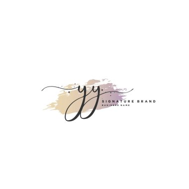 Y Y harfinin el yazısı ve imza logosu. Şablon ögesine sahip bir konsept el yazısı logosu.