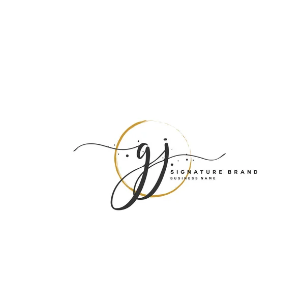 G J GJ Первоначальный почерк и фирменный логотип. Первоначальный логотип с элементом шаблона . — стоковый вектор