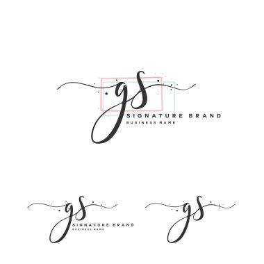 G S G harfinin baş harfi el yazısı ve imza logosu. Şablon ögesine sahip bir konsept el yazısı logosu.