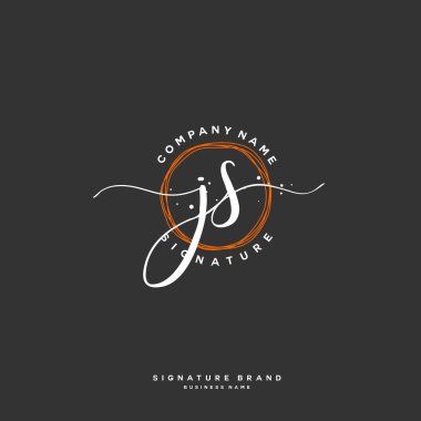 J S J 'in baş harf el yazısı ve imza logosu. Şablon ögesine sahip bir konsept el yazısı logosu.
