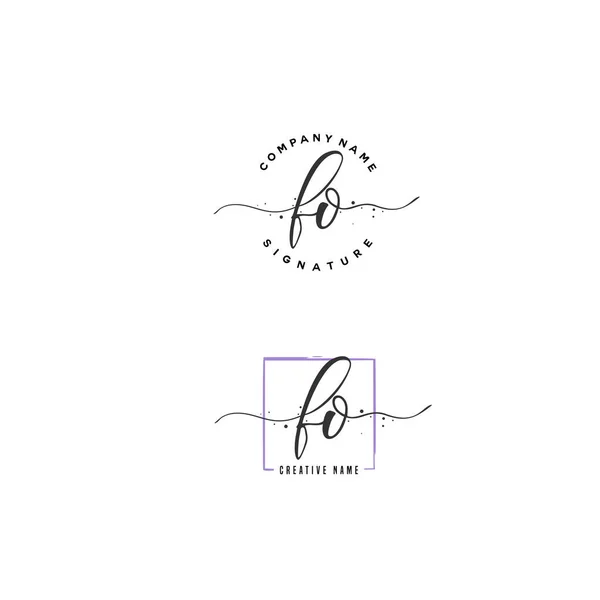F O Fo首字母笔迹和签名标识。带有模板元素的概念笔迹初始标识. — 图库矢量图片