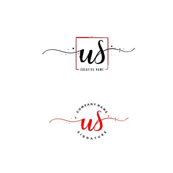 U S EUA letra inicial caligrafia e logotipo assinatura. Um logotipo inicial de caligrafia conceito com elemento de modelo . —  Vetores de Stock