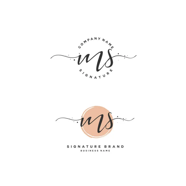 M S MS Letra inicial y logotipo de firma. Un concepto de escritura a mano logotipo inicial con elemento de plantilla . — Archivo Imágenes Vectoriales