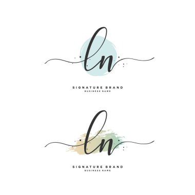 L N LN Initial letter handwriting and signature logo. A concept handwriting initial logo with template element.