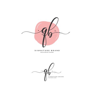 Q B QB Initial letter handwriting and signature logo. A concept handwriting initial logo with template element.