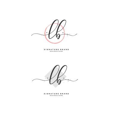 L B LB Initial letter handwriting and signature logo. A concept handwriting initial logo with template element.