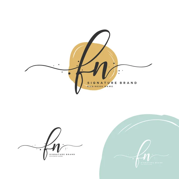 F N FN Initial letter handwriting and signature logo. A concept handwriting initial logo with template element. — 图库矢量图片