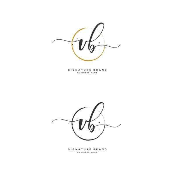 V B VB Initial letter handwriting and signature logo. A concept handwriting initial logo with template element. — 图库矢量图片