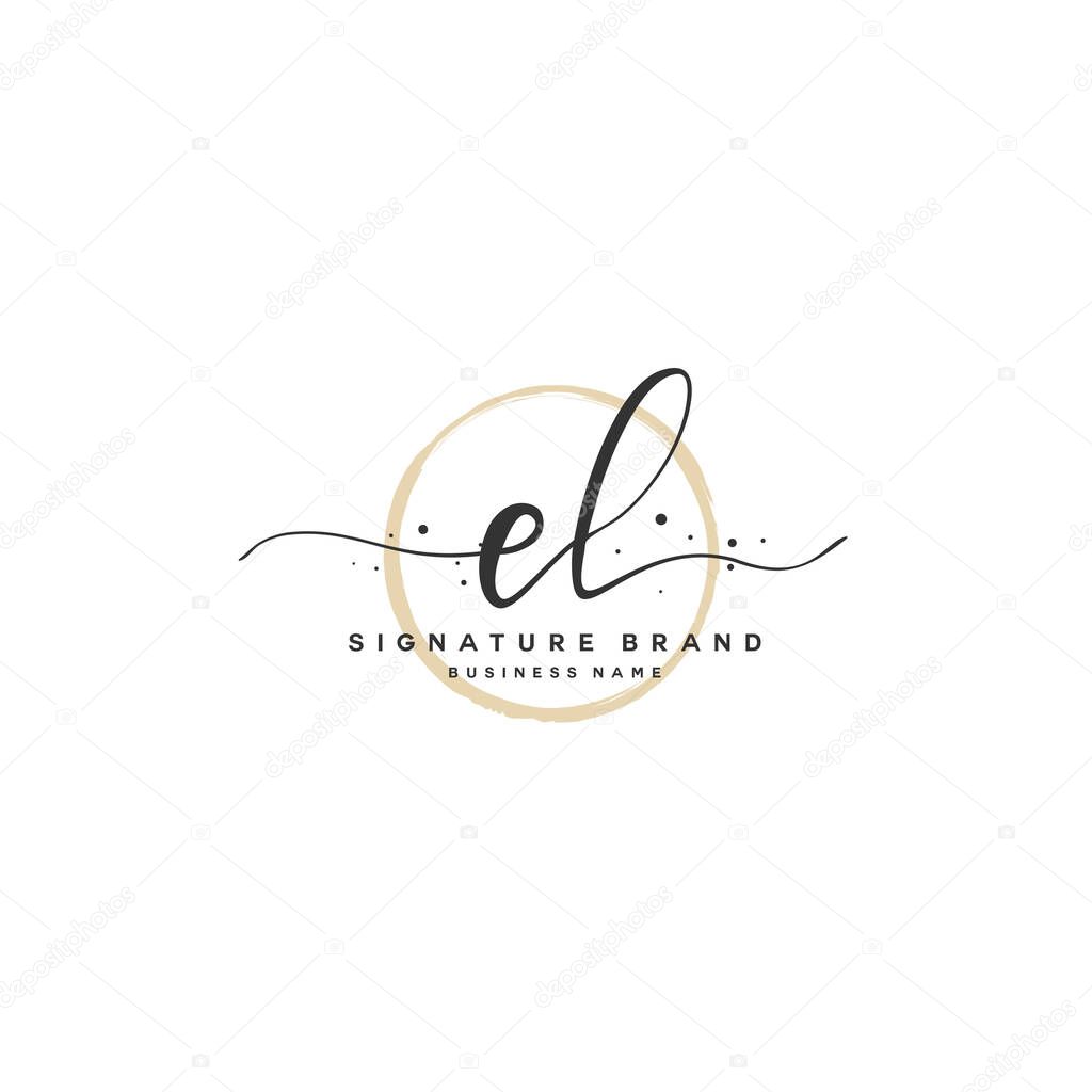 E L EL Initial letter handwriting and signature logo. A concept handwriting initial logo with template element.