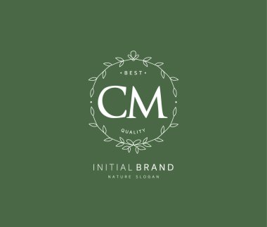 C M CM Beauty vector initial logo, handwriting logo of initial signature, wedding, fashion, jewerly, boutique, floral and botanical with creative template for any company or business.