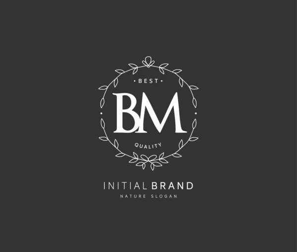 B M BM Beauty vector initial logo, handwriting logo of initial signature, wedding, fashion, jewerly, boutique, floral and botanical with creative template for any company or business.