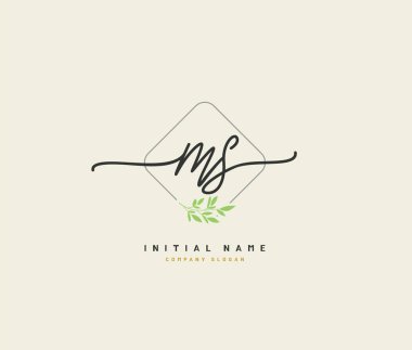 M S MS Beauty vector initial logo, handwriting logo of initial signature, wedding, fashion, jewerly, boutique, floral and botanical with creative template for any company or business.