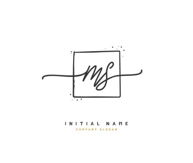 M S MS Beauty vector initial logo, handwriting logo of initial signature, wedding, fashion, jewerly, boutique, floral and botanical with creative template for any company or business.