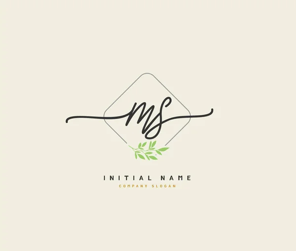 M S MS Beauty vector initial logo, handwriting logo of initial signature, wedding, fashion, jewerly, boutique, floral and botanical with creative template for any company or business.