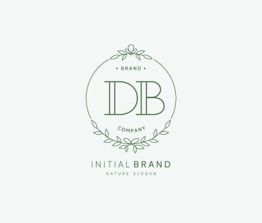 D B DB Beauty vector initial logo, handwriting logo of initial signature, wedding, fashion, jewerly, boutique, floral and botanical with creative template for any company or business.