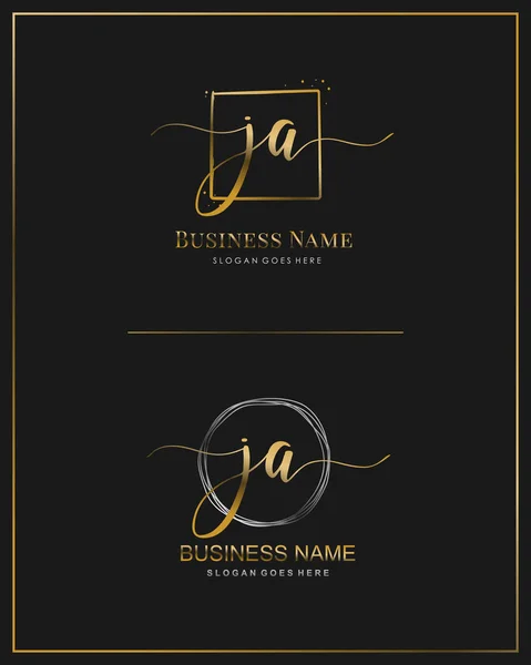 Initial J A JA handwriting logo vector. Letter handwritten logo template. — 스톡 벡터