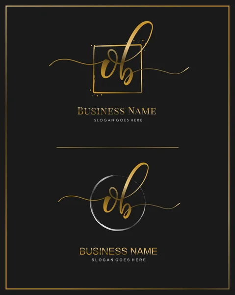 Initial O B OB handwriting logo vector. Letter handwritten logo template. — Stok Vektör