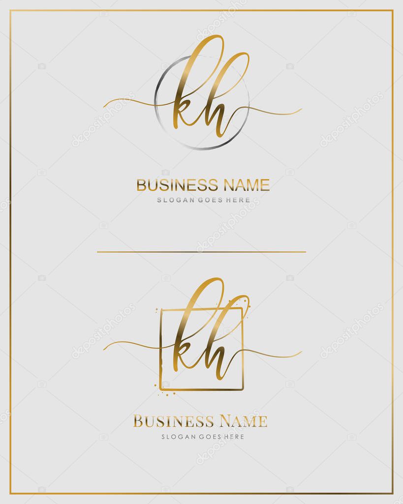 Initial K H KH handwriting logo vector. Letter handwritten logo template.