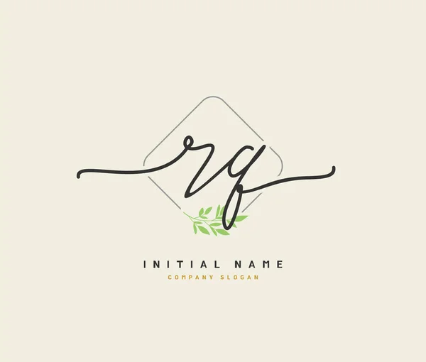 stock vector R Q RQ Beauty vector initial logo, handwriting logo of initial signature, wedding, fashion, jewerly, boutique, floral and botanical with creative template for any company or business.