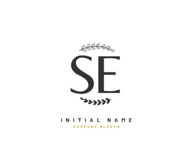 S E Se Beauty vektör ilk logosu, ilk imzadan oluşan el yazısı logosu, düğün, moda, mücevher, butik, çiçek ve botanik, herhangi bir şirket veya işletme için yaratıcı şablona sahip..